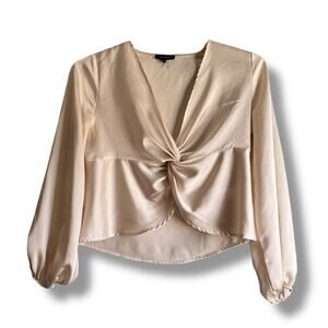 1. State satin balloon sleeve dressy crop empire waist blouse NEW